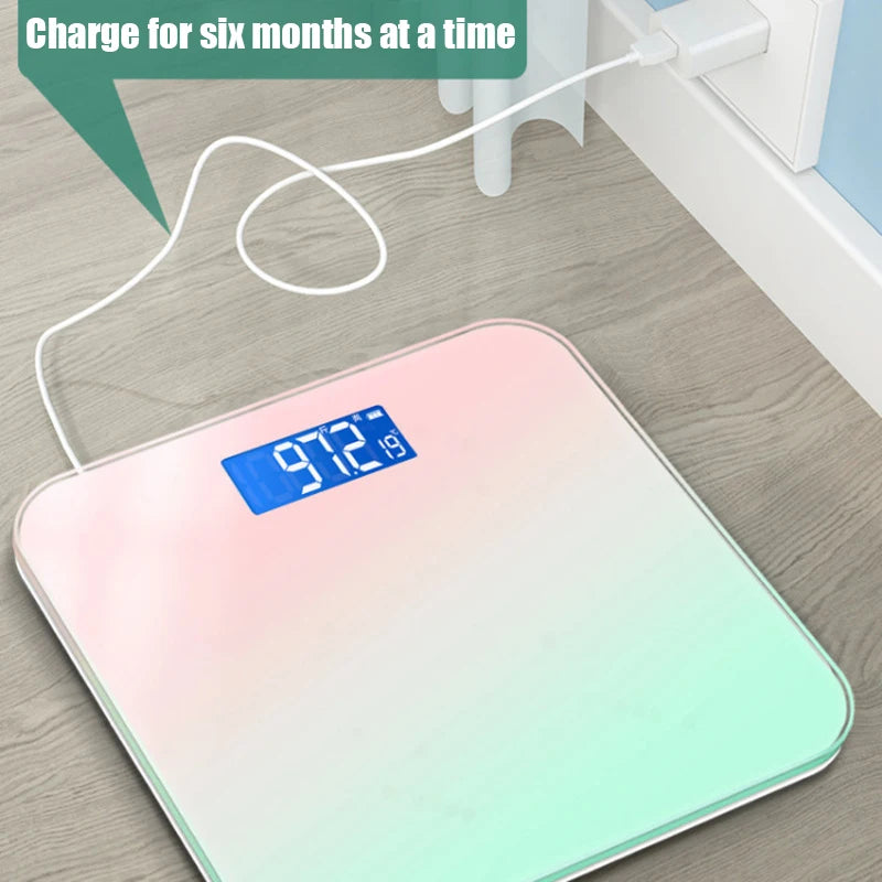 Digital Body Weight Scale, Gradient Color Rechargeable & Battery-Powered, Home Adult Digital Weight Scale with High Sensitivity, - Sun Studio