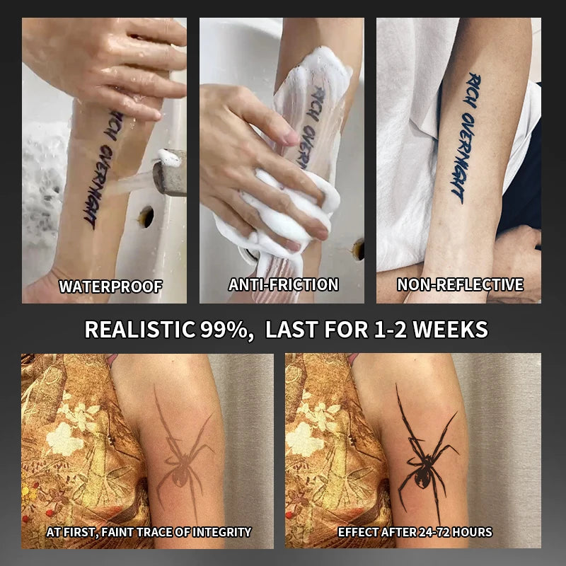 Spider Waterproof Temporary Tattoo Stickers, Long-lasting Waterproof for One to Two Weeks, For Arm, Leg. - Sun Studio