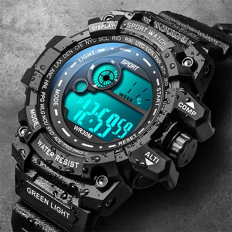 New Men LED Digital Watches Luminous Fashion Sport Waterproof Watches For Man Date Army Military Clock Relogio Masculino - Sun Studio