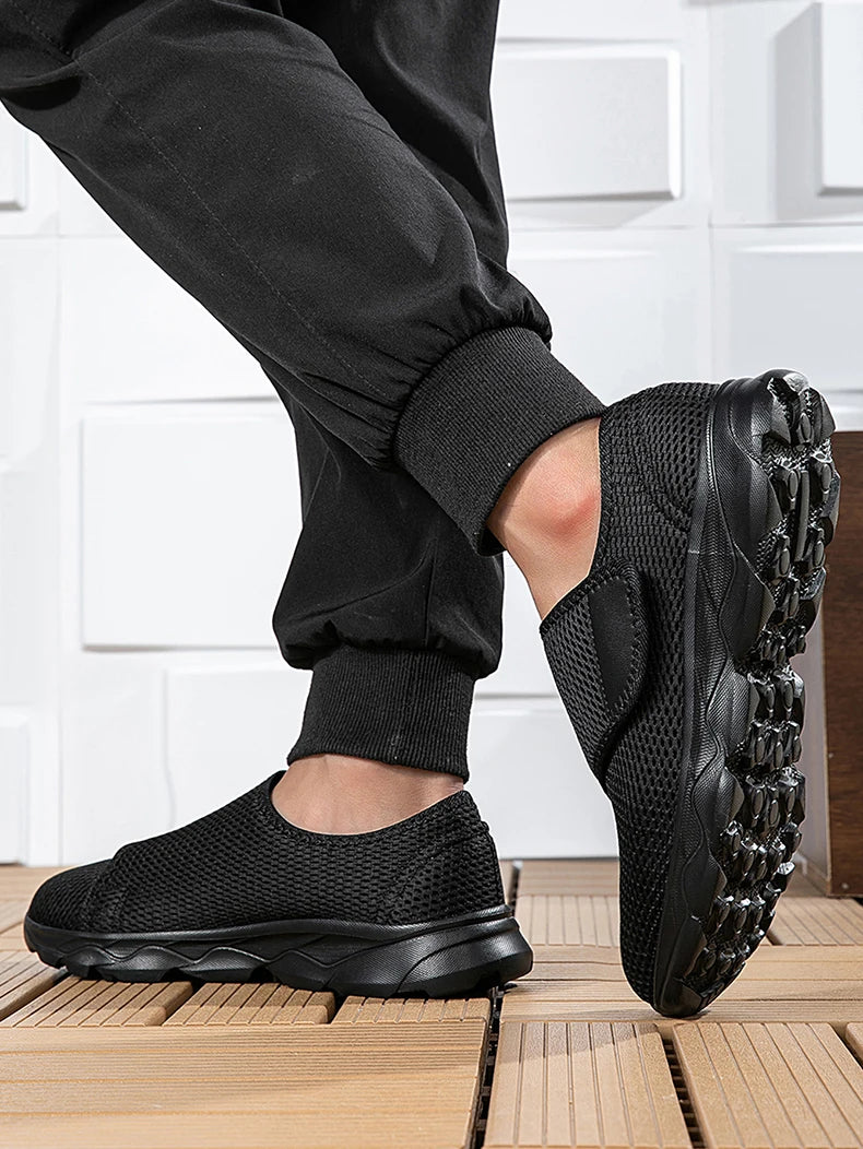 Sneakers Men Orthopedics Wide Feet Swollen Walking Casual Shoes Thumb Eversion Adjusting Soft Comfortable Light Man Shoes Black - Sun Studio