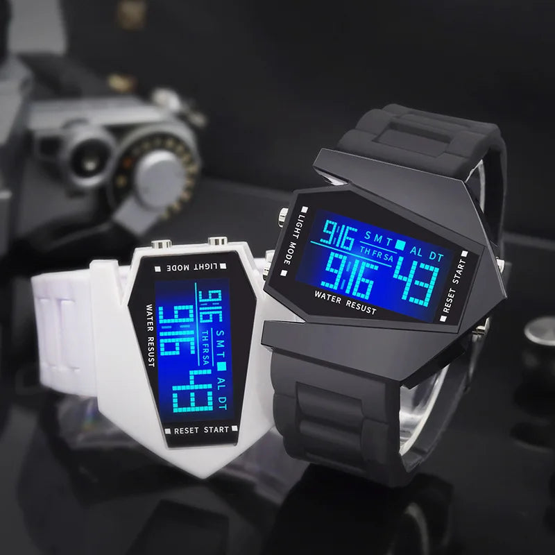 New Creative Digital Watches for Kids Luminous Wateproof Silicone Strap Sports Watch Multifunction Alarm Clock Sports Watch - Sun Studio