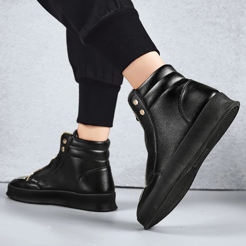 YRZL High Top Casual Shoes Men Sneakers Fashion Skateboard Shoes Leopard Platform Shoe Sport Training Shoes Men's Ankle Boots - Sun Studio