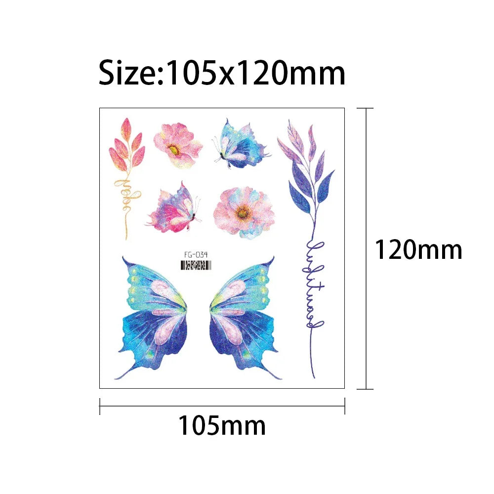 Glitter Butterfly Tattoo Temporary Waterproof Body Sticker Gradient Color Face Make Up Festival Accessories Disposable tatto - Sun Studio