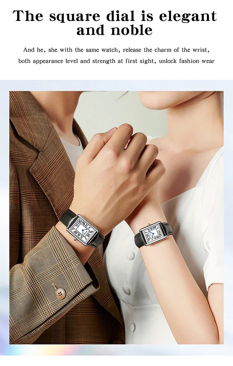 SANDA 9031/1108 Luxury Couple Quartz Watches for Men & Women, Waterproof Sport Casual Watch, Scratch Resistant Leather Strap - Sun Studio