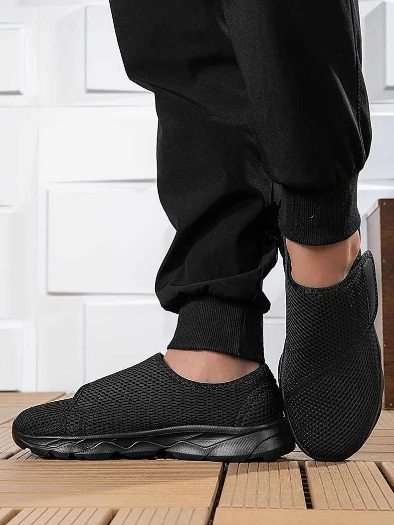Sneakers Men Orthopedics Wide Feet Swollen Walking Casual Shoes Thumb Eversion Adjusting Soft Comfortable Light Man Shoes Black - Sun Studio