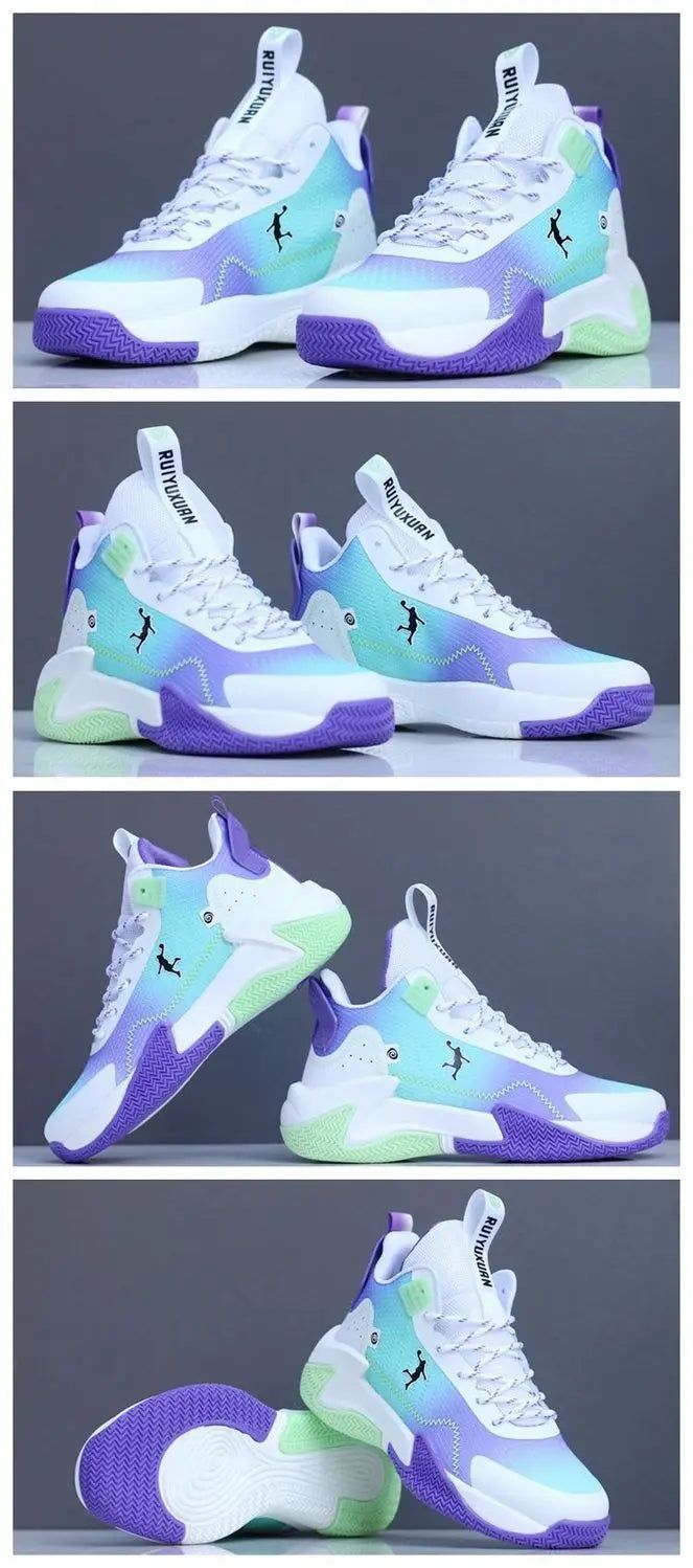 Brand Professional Men's White Red Blue Basketball Shoes Basketball Sneakers Anti-skid High-top Couple Man Basketball Boots
