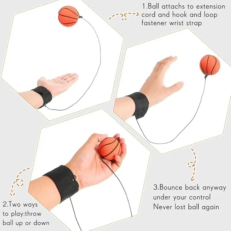 1-32PCS Elastic Hand Flick Ball with Wrist Strap PU Bouncy Ball for Kids Outdoor Fitness Exercise Hand Toss Ball Accessories - Sun Studio