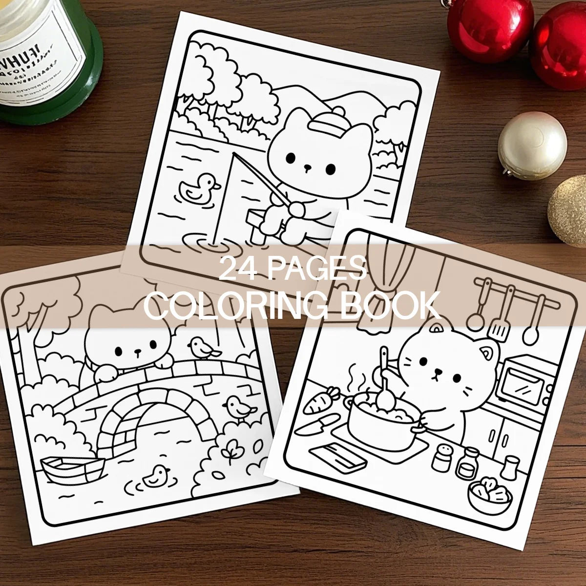 CUTE CAT Coloring Book for Adults Cute & Easy Patterns Cartoon Drawing Book Perfect Kids Creative Gift for Party and Birthday - Sun Studio