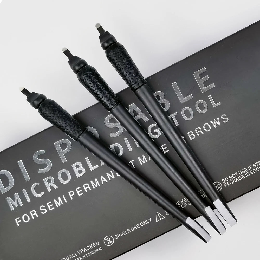 10/50Pcs Disposable Microblading Pen 0.15/0.18mm 18U Sterilized Permanent Makeup Eyebrow Tattoo Pen with U Blades - Sun Studio