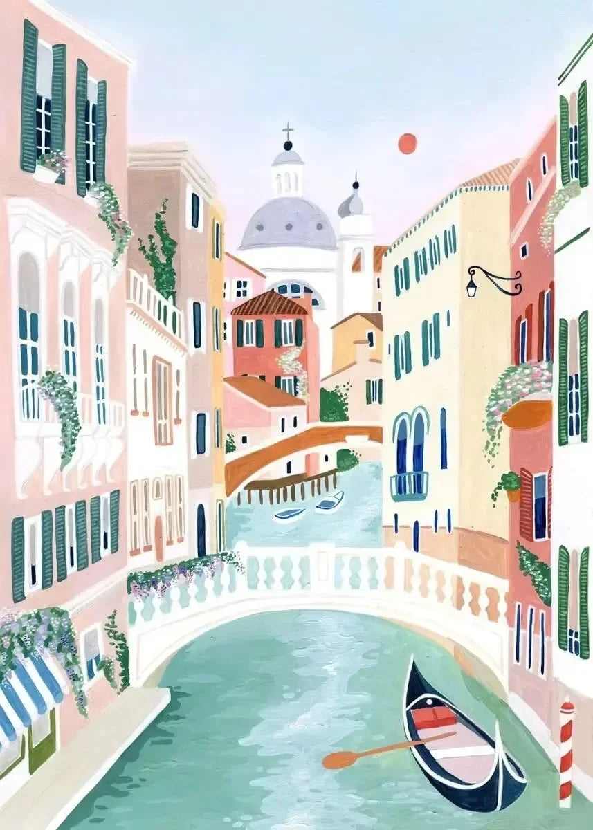 Holland Tulips Poster Santorini Positano Italy Amsterdam Travel City Poster Wall Art Canvas Painting Prints Europe Home Decor - Sun Studio