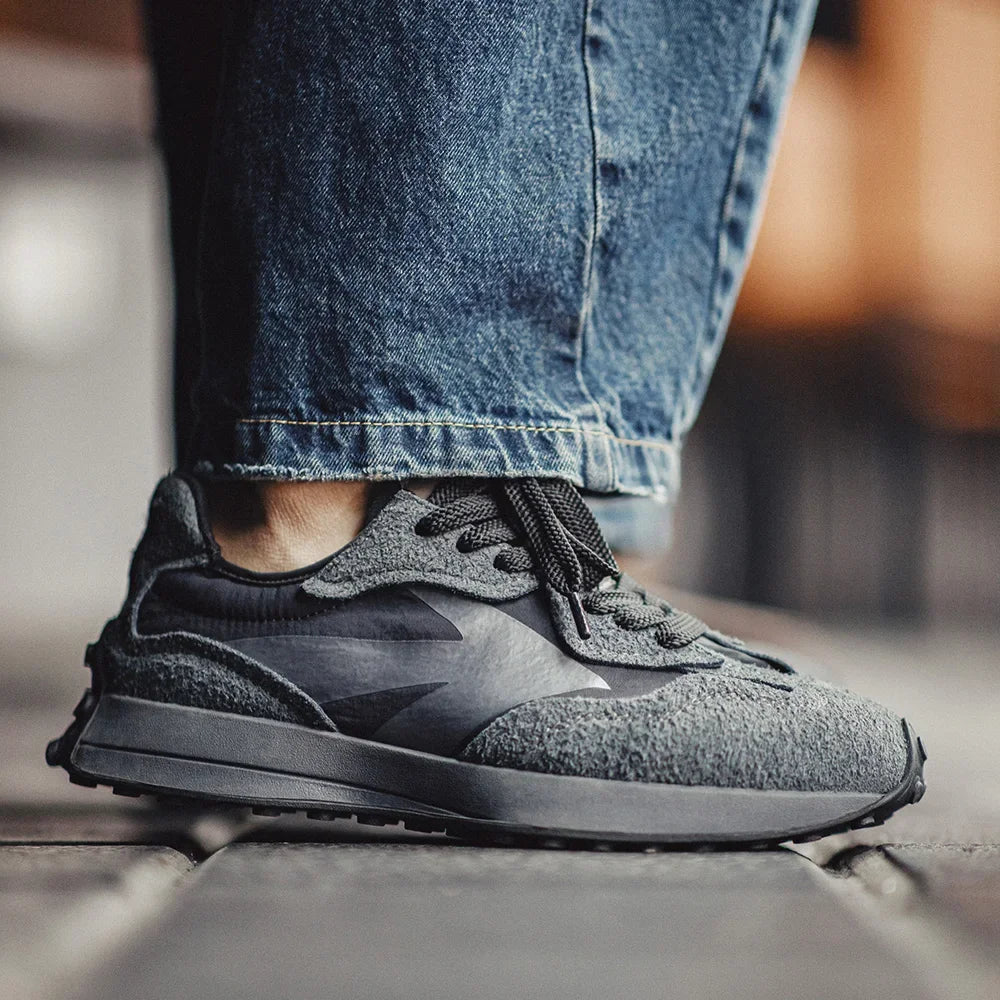 Maden Spring Vintage Thick-soled Patchwork Black Sneakers Casual Breathable Jogging Shoes Low-top Lace-up Sporty Summer Shoes - Sun Studio