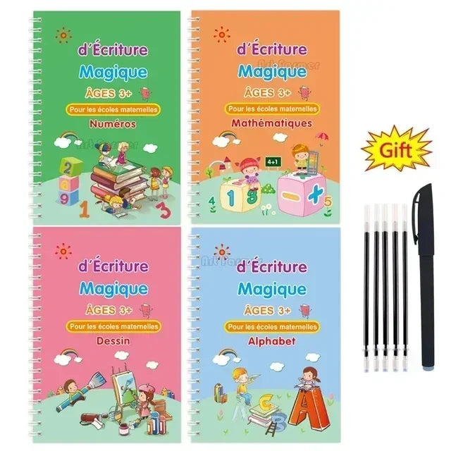 Magic Writing Book in Portuguese Calligraphy Notebook Montessori Kids Reusable Educational Calligraphic Letter Practice Toy - Sun Studio