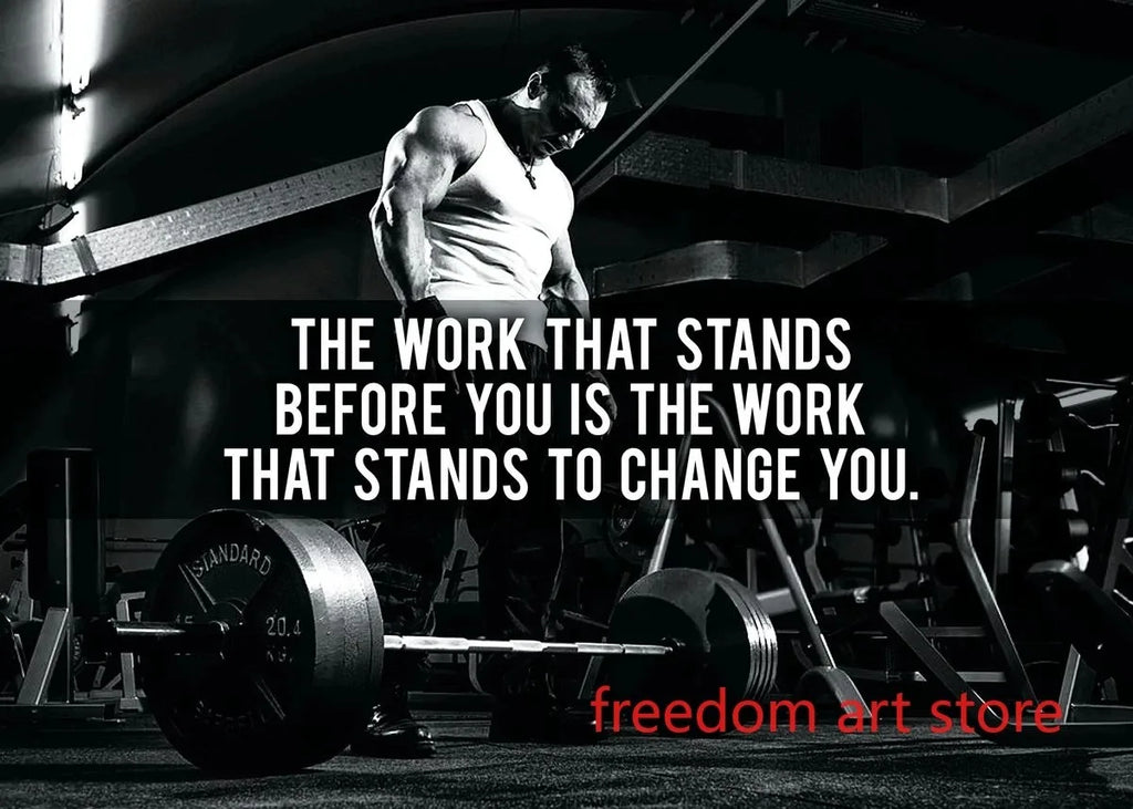 Gym Motivation Muscle Man Bodybuilding Fitness Strength Barbell Art Poster Canvas Painting Wall Print Picture for Home Gym Decor - Sun Studio