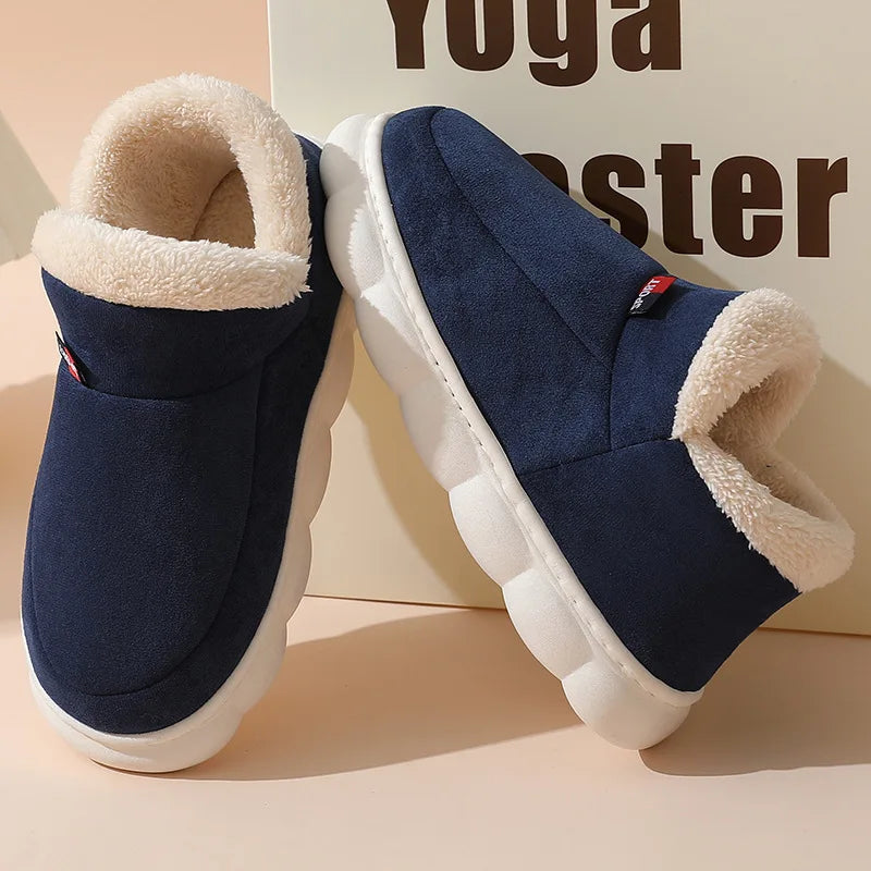 Asgard Men Plush Platform Slippers Winter Warm Outdoor Antiskid Fluffy Soft Cotton Boot Indoor Fashion Cozy Furry Flat Home Shoe - Sun Studio