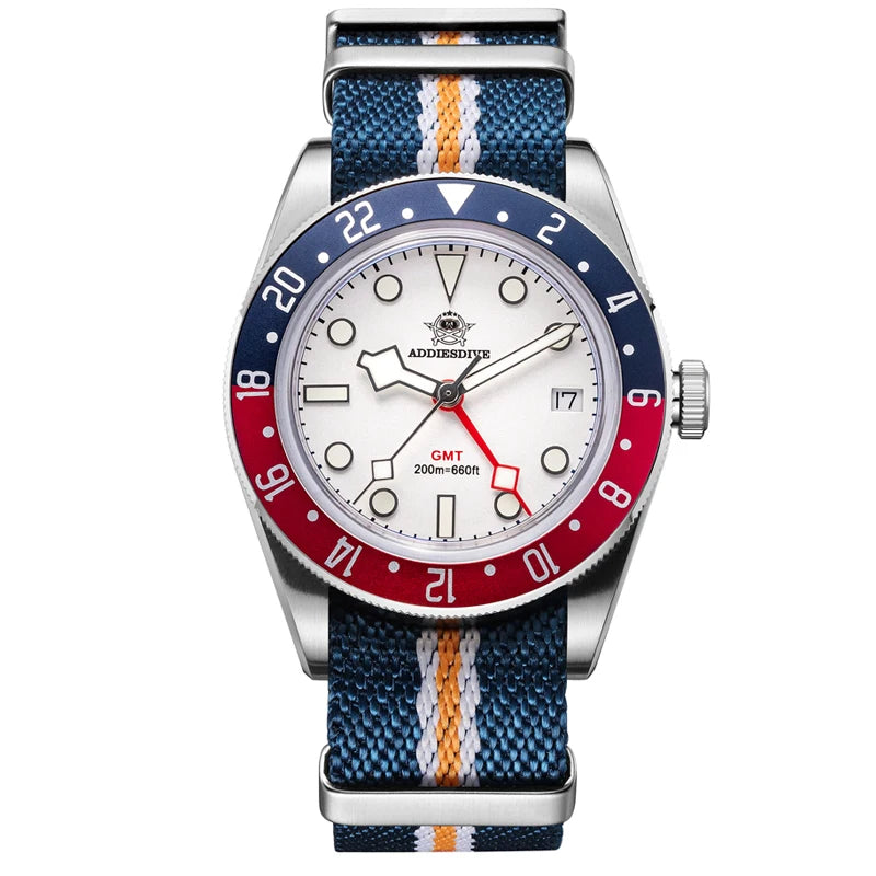 ADDIESDIVE Luxury GMT515-24H Men's Watch Diver 200m Bubble Mirror Glass BGW9 Super Luminous Stainless Steel Men's Analog Watches - Sun Studio