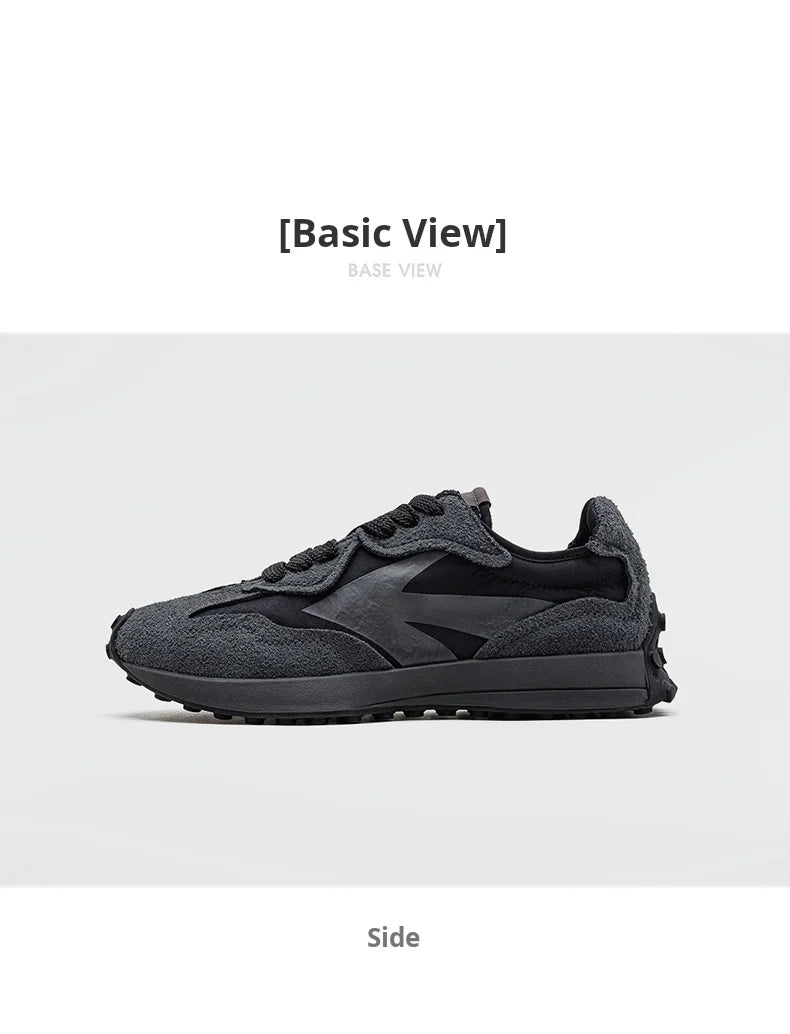 Maden Spring Vintage Thick-soled Patchwork Black Sneakers Casual Breathable Jogging Shoes Low-top Lace-up Sporty Summer Shoes - Sun Studio