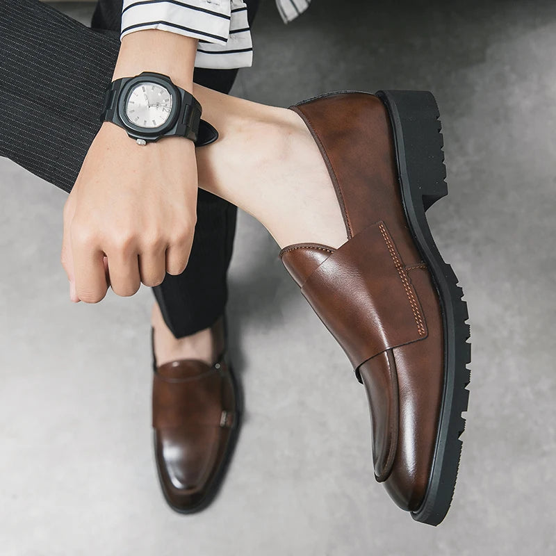 2023 Man Split Leather Shoes Rubber Sole Man Business Office Male Dress Lether Shoes Genuine Leather Wedding Party Shoes Plus 46 - Sun Studio