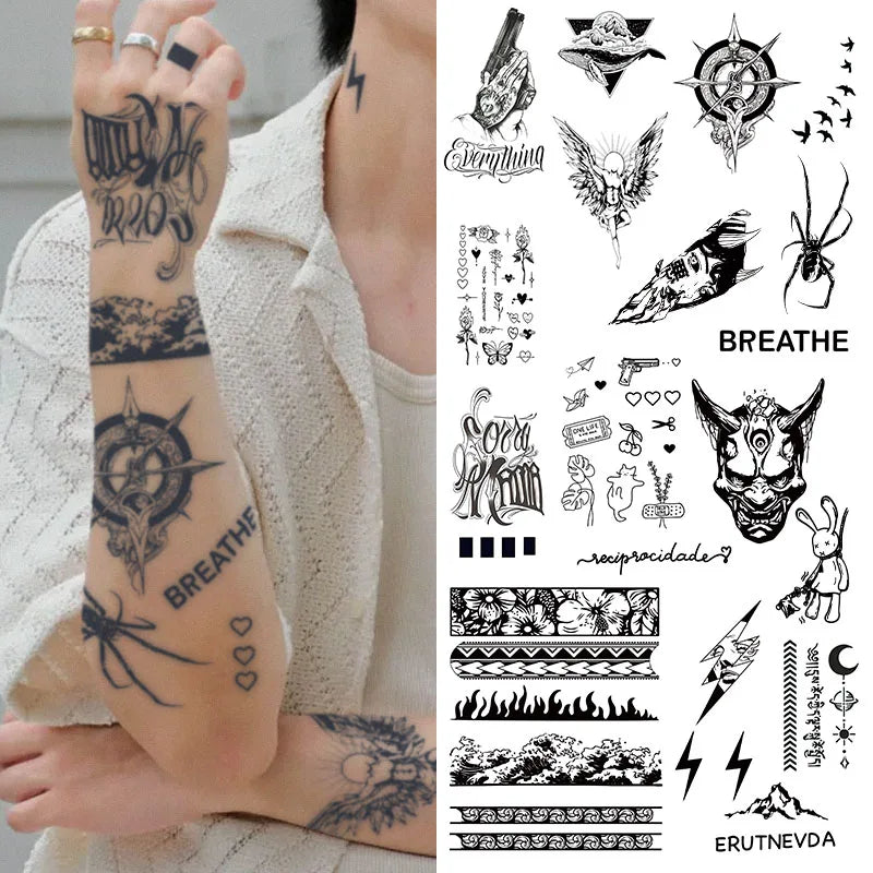 1Set of 20Pcs Waterproof Temporary Tattoo Stickers, Long-lasting Waterproof for One to Two Weeks, Suitable For Arm, Chest, Leg - Sun Studio