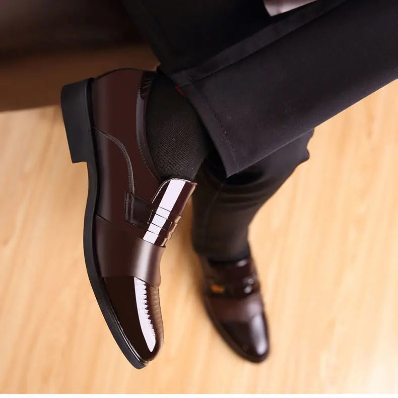 Men Leather Casual Shoes Men Shoes Autumn New Business Formal Men Leather Shoes Casual Cover Foot Heightening Leather Shoes Men - Sun Studio