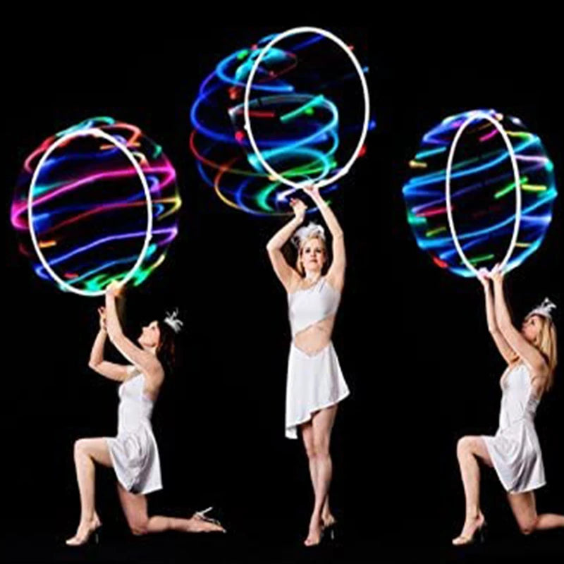 LED Colorful Fitness Circle Performing Arts Abdominal Fat Loss Light Fitness Crossfit Foldable Sport Hoop Gym Fitness Equipments - Sun Studio