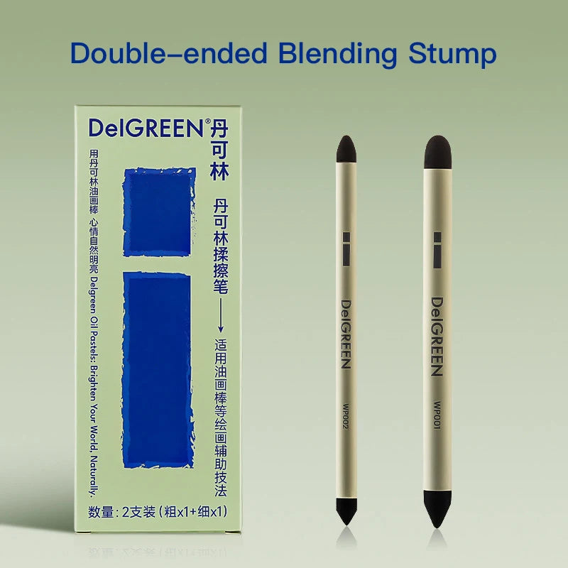 Cotton Blending Sponge Brush Pens Set 2Pcs Double-Headed Washable Sketch Wipe Reusable Art Blenders for Detail Shadow Highlight - Sun Studio