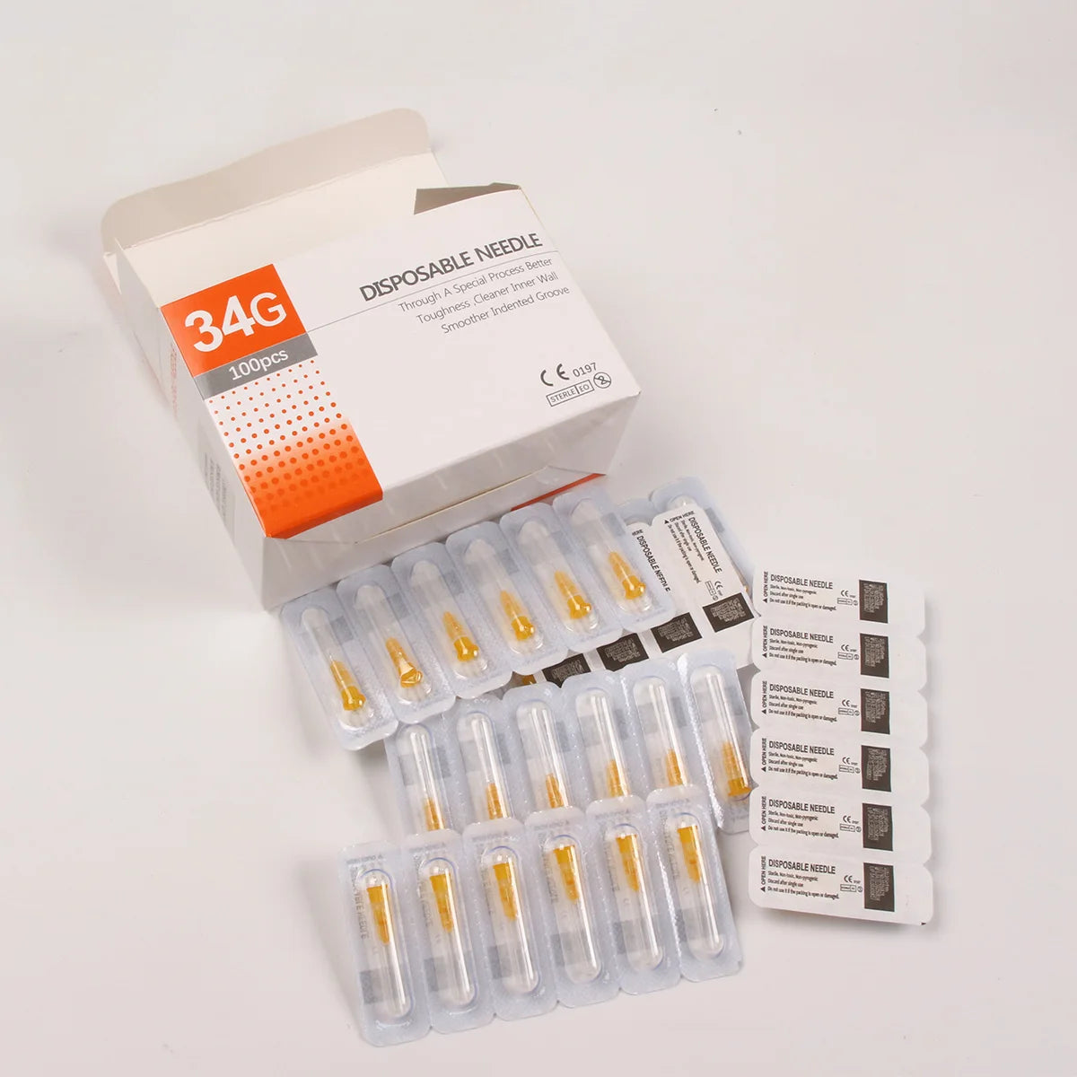 100Pcs/Box Tattoo Small Painless Beauty Needle 30G13MM 32G4MM 34G8MM 29G13MM Superfine Sterile Injector Needle Eyelid Tools - Sun Studio