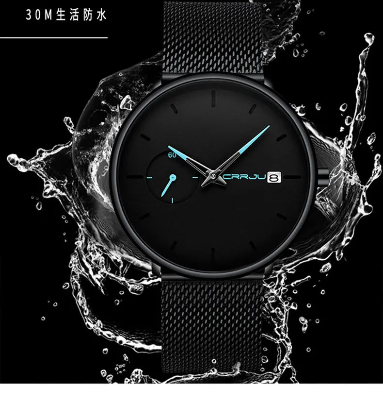 Men Watches Luxury Brand Date Calendar Watches Men Stainless Steel Mesh Watch For Mens Casual Quartz Watch Relogio Masculino Hot - Sun Studio