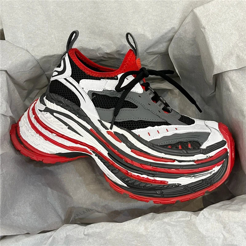 Thick Bottom Platform High Heel Casual Trainers Luxury Brand Designer Women Sneaker Mixed Color Runway Sport Shoes Large Size - Sun Studio