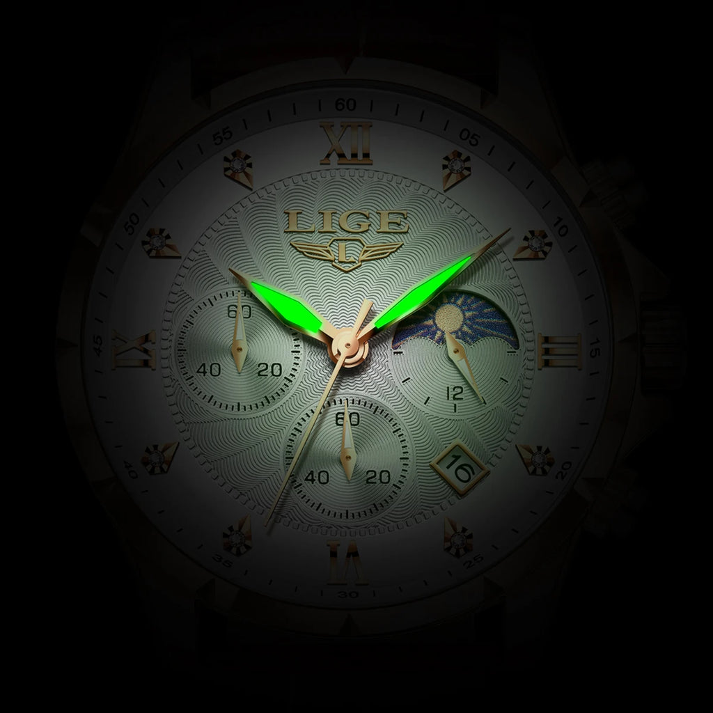 LIGE New Quartz Watches for Men Top Brand Luxury Leather Fashion Military Watch Men Sport Waterproof Chronograph Montre Homme - Sun Studio