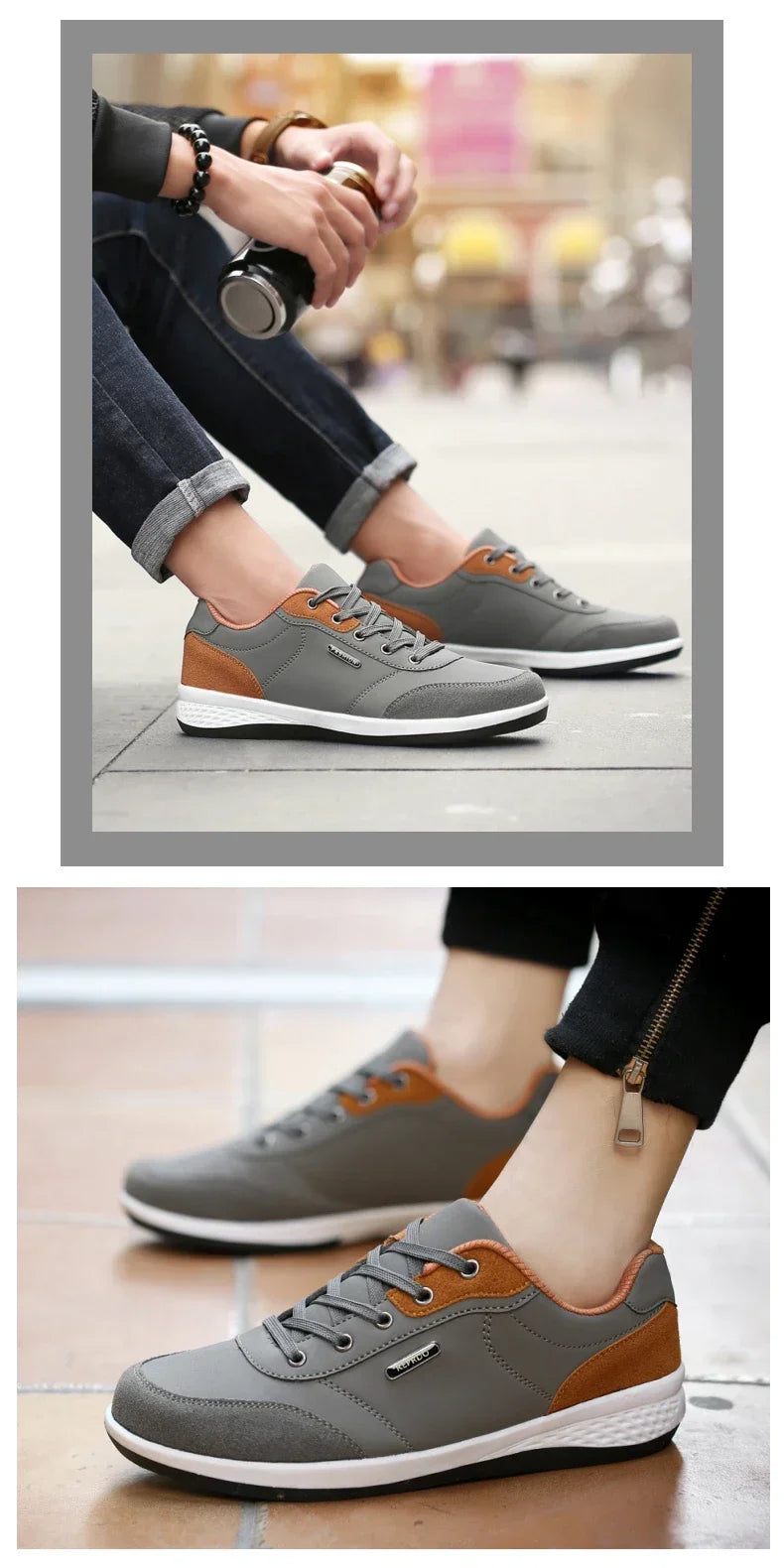 YRZL Men Shoes Spring Autumn Waterproof Walking Sneakers Leisure Male Leather Sports Shoes Non-Slip Footwear Tennis for Men - Sun Studio