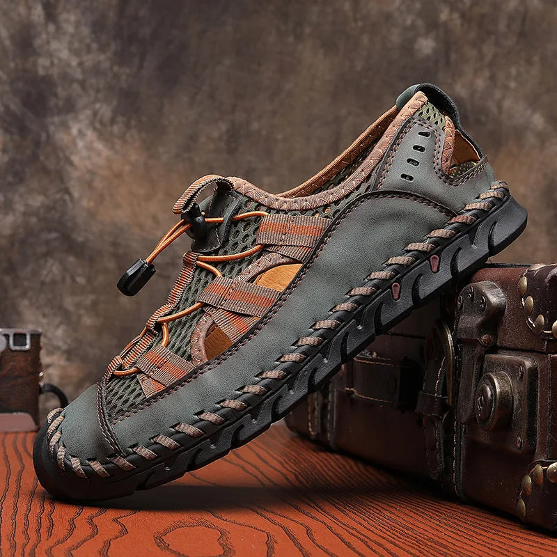 Hot Sale Summer Men's Sandals Outdoor Non-slip Men's Beach Sandals Handmade Genuine Leather Men's Shoes Fashion Men Sneakers - Sun Studio
