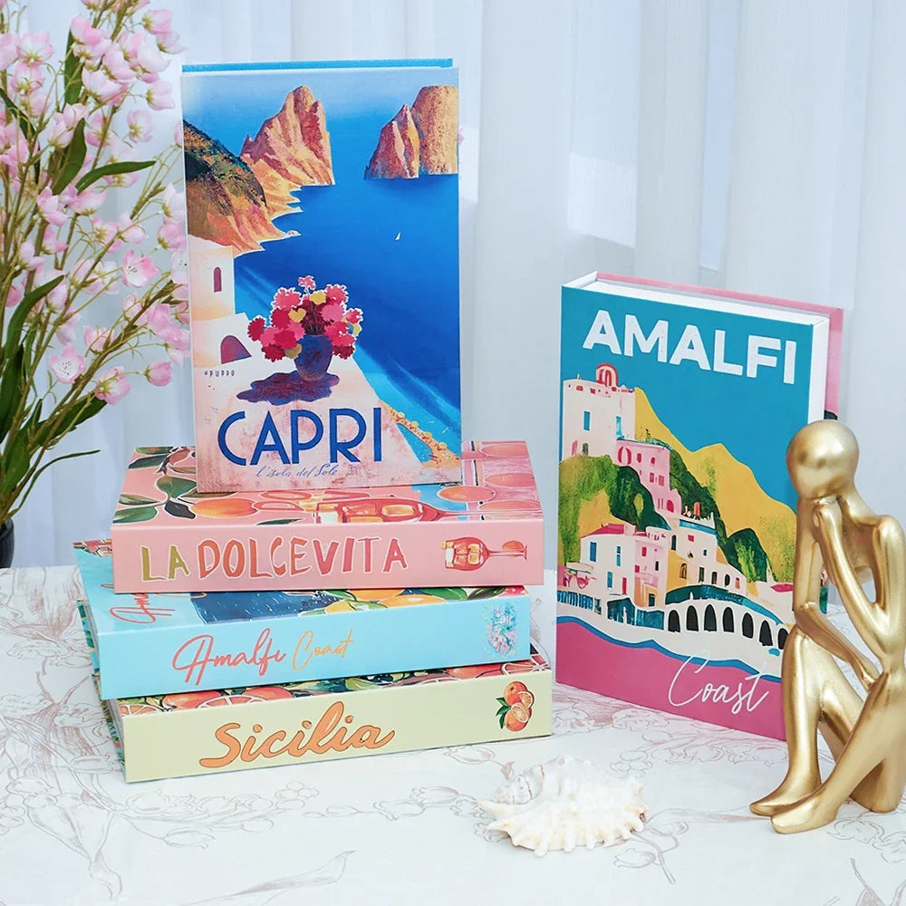 Colorful Travel Series Fake Books For Home Decor Coffee Table Ornaments Fashion Decoration Books for Living Room Amalfi Italy - Sun Studio