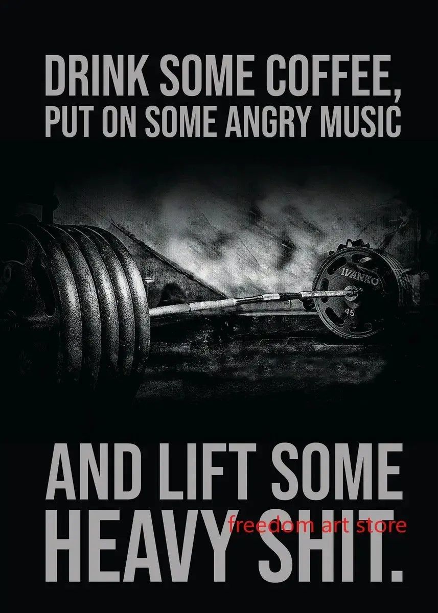 Gym Motivation Muscle Man Bodybuilding Fitness Strength Barbell Art Poster Canvas Painting Wall Print Picture for Home Gym Decor - Sun Studio