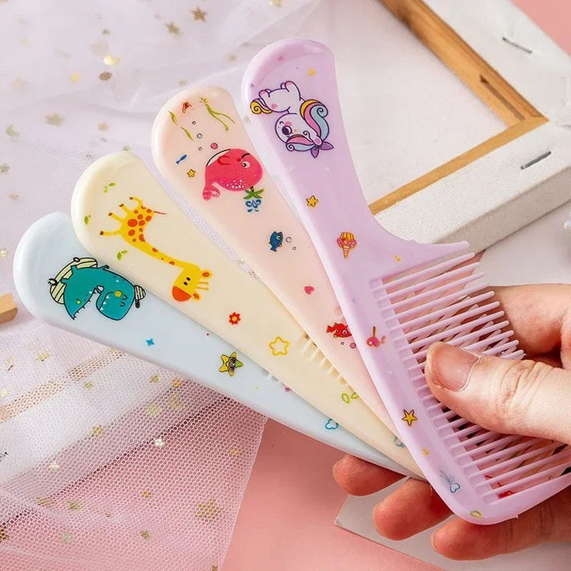 2pcs Kids Hair Combs Set Cartoon Animals Children Hairdressing Comb with Pointed Tail Girls Portable Anti-Static Plastic Comb - Sun Studio