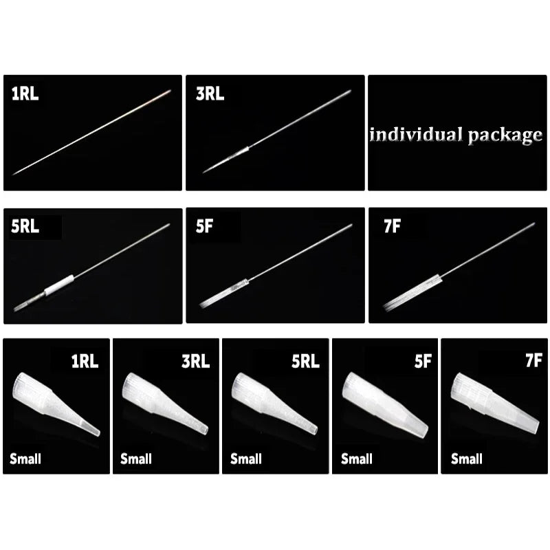 100p 1RL/3RL/5RL/5F/7F Individual Packed Eyebrow Tattoo Tip Permanent Makeup Machine Tattoo Needle Tip Tattoo Nozzle Needle Caps - Sun Studio