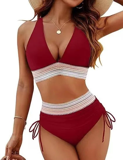 New 2026 Summer Beachwear Women Textured Bikini Set Wide Shoulder Belt Swimwear High Waist Push Up Bathing Suits Female Swimsuit - Sun Studio
