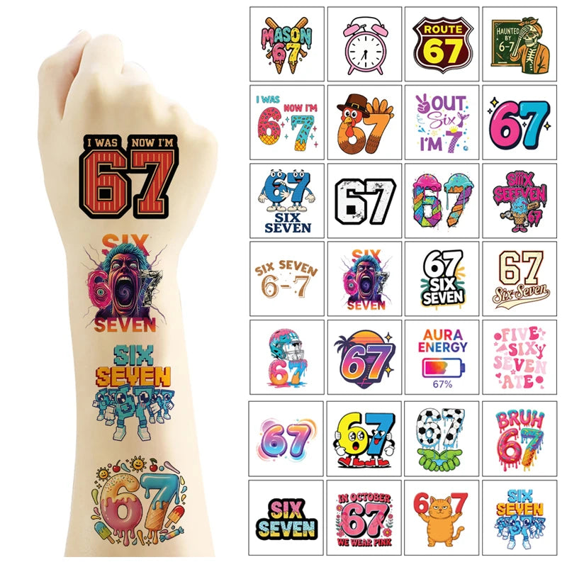 40pcs/set New Funny 67 Six Seven Temporary Tattoo Stickers For Body Art Tattoo Party Gifts Sticker - Sun Studio
