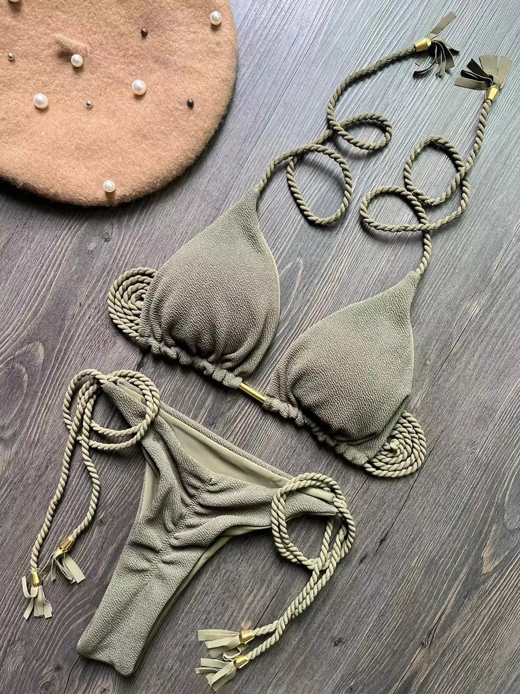 Sexy solid color women's bikini set summer swimsuit two-piece set beach Swimwear bikinis - Sun Studio
