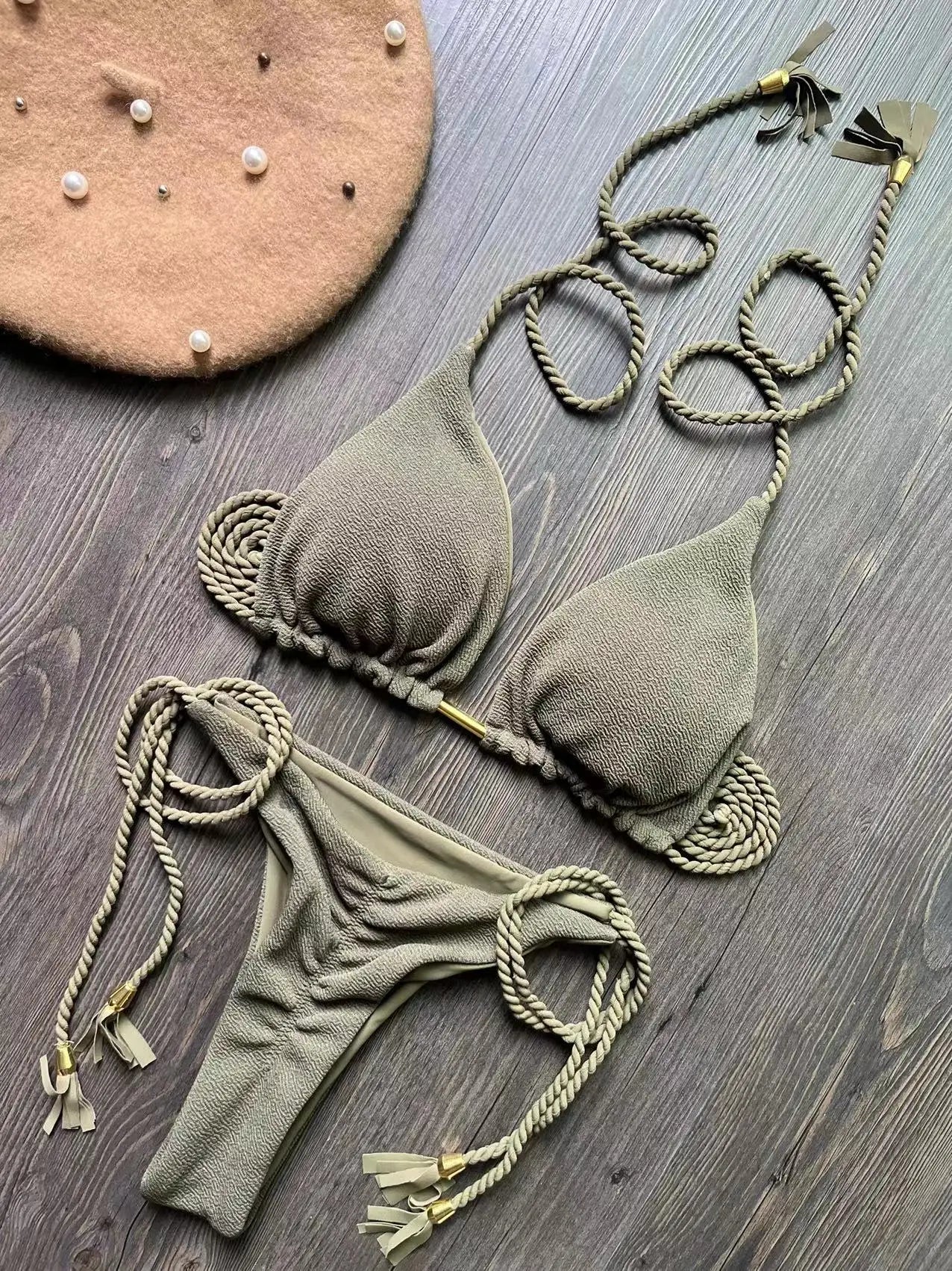 Sexy solid color women's bikini set summer swimsuit two-piece set beach Swimwear bikinis - Sun Studio