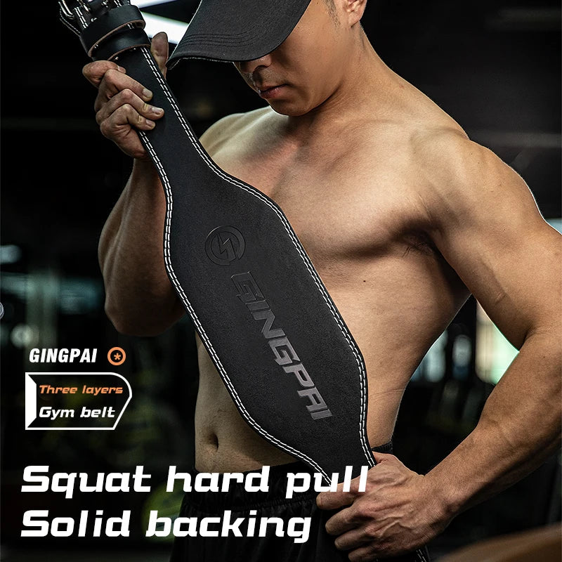 Cowhide Fitness Belt Squat Deadlift Waist Protector Men's Sports Professional Weight Training Protective Gear Weightlifting Belt - Sun Studio