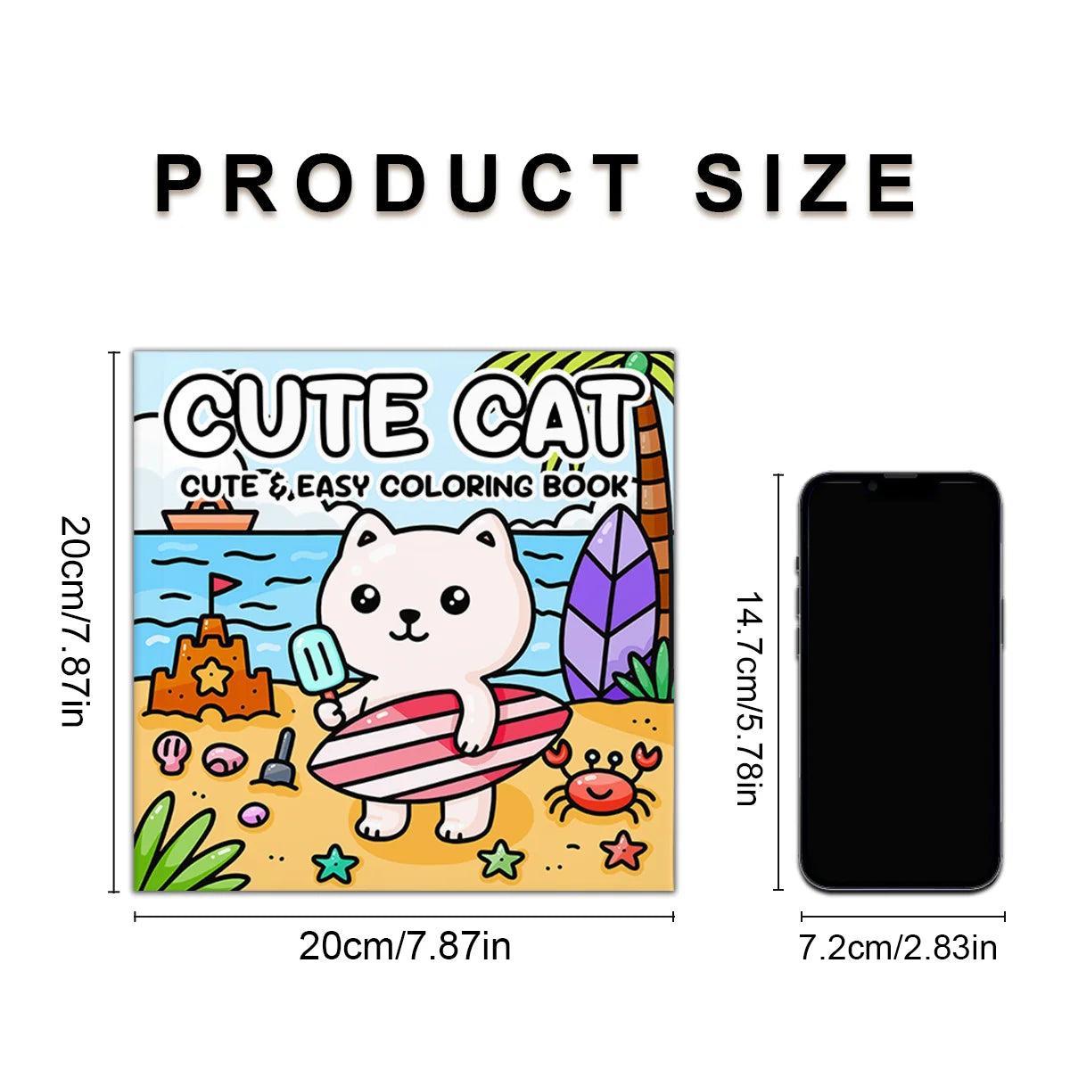 CUTE CAT Coloring Book for Adults Cute & Easy Patterns Cartoon Drawing Book Perfect Kids Creative Gift for Party and Birthday - Sun Studio
