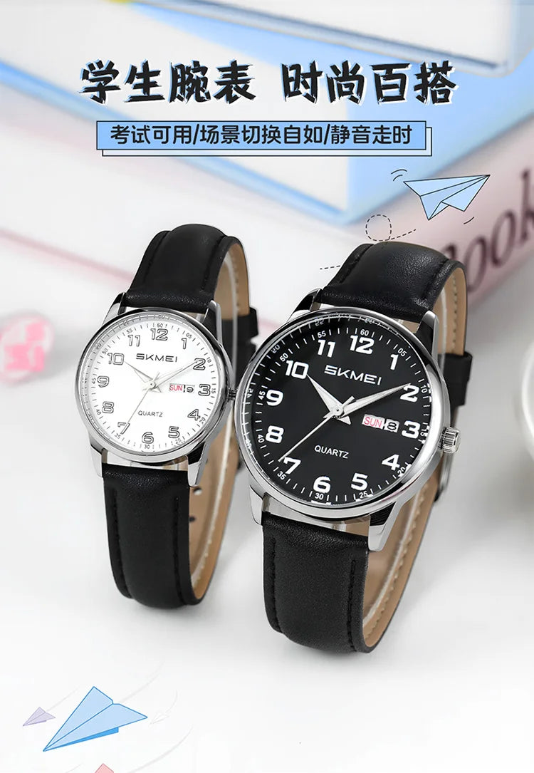SKMEI Simple Movement Quartz Watches For Men Women Students Date Week Wristwatches Fashion Design Waterproof Watch Reloj Hombre - Sun Studio