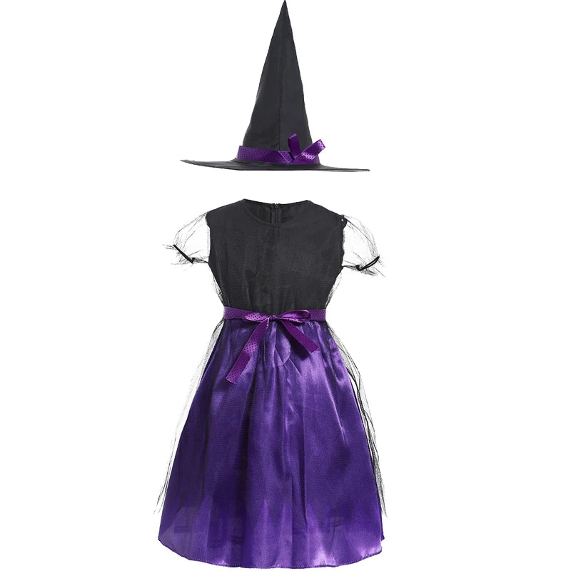 2-15Y Girls Halloween Witch Costume Children Cosplay Vampire Bat Dresses Carnival Party Clothes Children's Halloween Gifts - Sun Studio