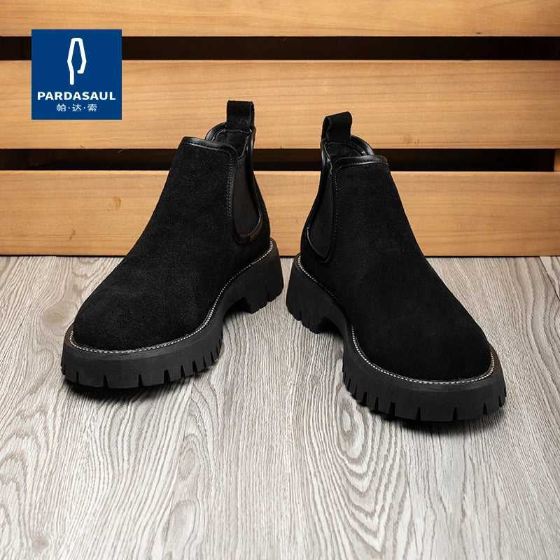 Chelsea boots, short boots, men's boots, breathable men's shoes, versatile and trendy high top leather boots 231146 - Sun Studio
