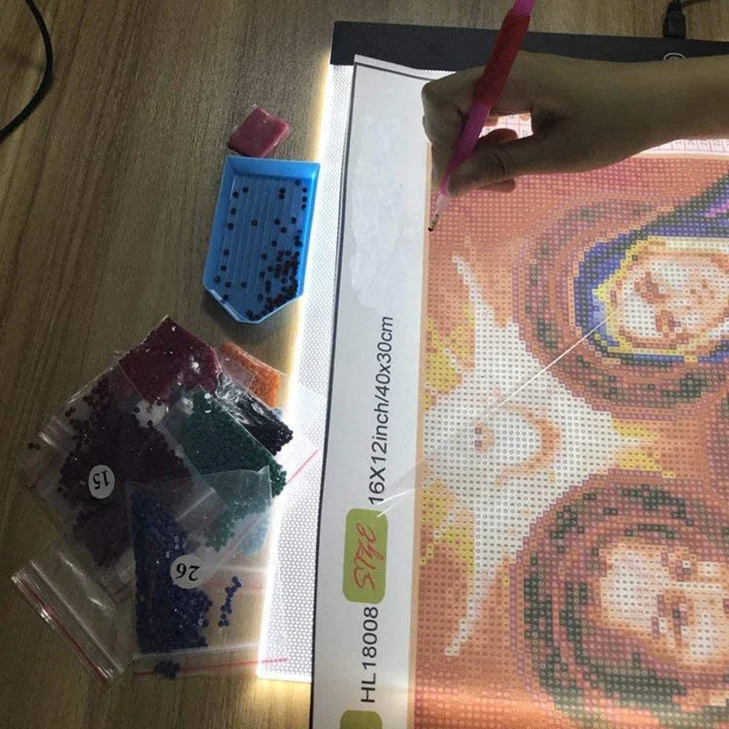 A2/A3/A4/A5 LED Light Pad for Diamond Painting Kits, USB Powered Adjustable Brightness Diamond Art Light Board with Accessorie - Sun Studio