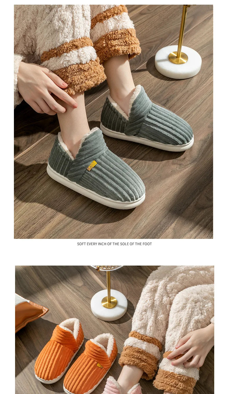 Asgard Men Plush Platform Slippers Winter Warm Outdoor Antiskid Fluffy Soft Cotton Boot Indoor Fashion Cozy Furry Flat Home Shoe