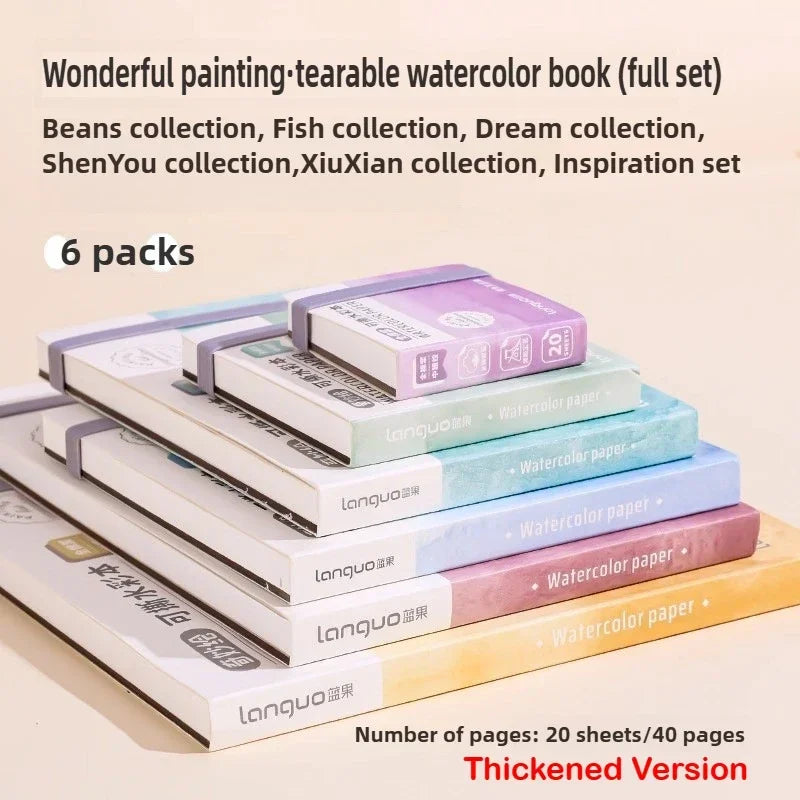 LANGUO Portable 300G Thick Cotton Watercolor Tearable Book Coated Paper Medium Rough Texture Album Sketchbooks School Stationery