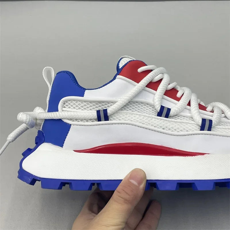Chunky Sneaker Men Designer Running Shoes Fashion Casual Microfiber Leather Mesh Breathable Height Increased Flat Platform Shoes - Sun Studio