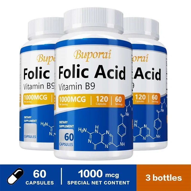 Folic Acid Supplement - Heart Health, Nervous System Health, Prenatal Support - Sun Studio