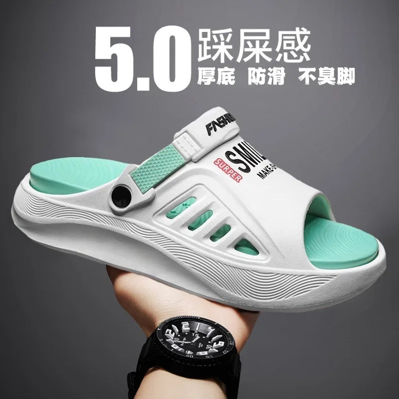 Summer wear trendy brand stepping on shit feeling non-slip seaside beach one-word sandals outdoor dual-purpose sandals - Sun Studio